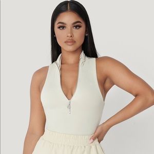 Meshki Paulina Sleeveless High Neck Zip Bodysuit